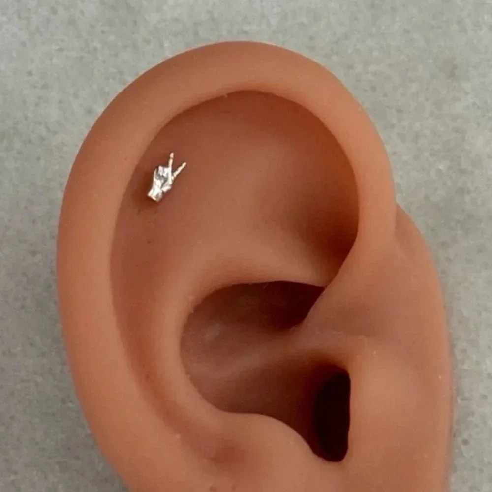COPY - Sterling Silver Tiny Micro Small Peace Sign Finger Cartilage Earring B…